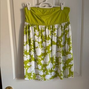 Green and White Floral Strapless top